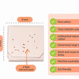 optica weaves Cotton Double Layer Roti Clothes Wrap with Flaps, Cotton Cloth for Chapati Solid Roti Square Flap Cover image 2