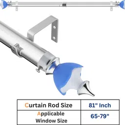 gloxy Light Blue, White Curtain Knobs, Curtain Rods, Rod Rail Bracket Metal-picture-38