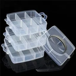 newon Plastic 3 Layer 18-Grid Adjustable Jewellery Organizer Storage Cosmetic Organizer Storage Basket image 4