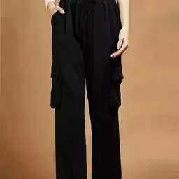 detour Women Regular Fit Black Cotton Blend Trousers-picture-10