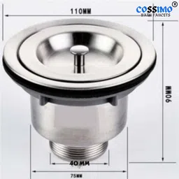 cossimo 4-Inches Stainless Steel Sink Waste Coupling with Under Basket 304 Grade Kitchen Drain Jali for Basin Outlet (PACK OF 1) Sink Mixer Faucet image 2