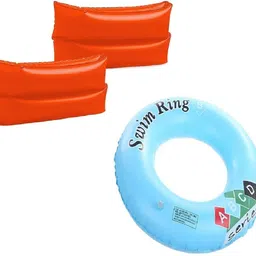 THE MORNING PLAY Kids Swimming Tube Inflatable Swim ARM Bands Combo Pool Party Swimming Learing Ring for Girls and Boys 24inch (6-10Year) Swim Floatation Belt-image-30
