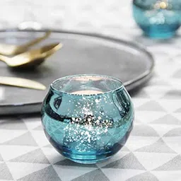 the purple tree Blue Aluminium Mercury Glass Mosaic T-Light Holders (Pack of 2) image 2