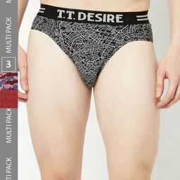 T.T. Men Pack Of 3 Desire Printed Mid-Rise Pure Cotton Basic Briefs-picture-27