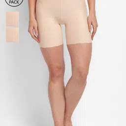 FashionRack Women Pack Of 3 Beige Solid Seamless Boy Short Briefs-image-71