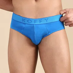 KOFFY Men Mid Rise 4 Way Stretch Cotton Lycra Briefs KOFFY_KI43_RYLBU_1PC image 5