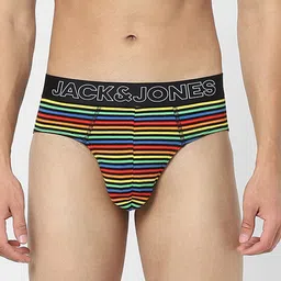 Jack & Jones Men Multicoloured Striped Cotton Basic Briefs 116791401-picture-38