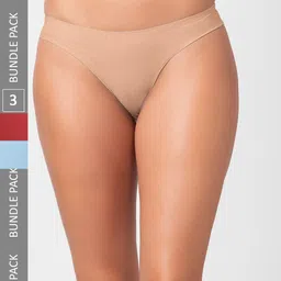 NOIRA Women Pack Of 3 Assorted Seamless Thong Briefs-image-11