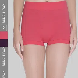 PLUMBURY Women Pack Of 2 Anti Microbial Seamless Boy Shorts-picture-19