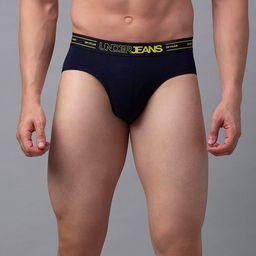 UnderJeans by Spykar Men Navy Blue Solid Cotton Blend Mid Rise Briefs-picture-37