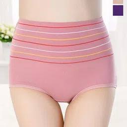 SHREE GANESH FASHION Women Cotton Striped Pack Of 3 High-Rise Hipster Briefs-picture-29