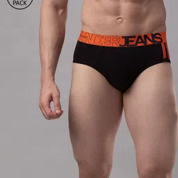 UnderJeans by Spykar Men Pack Of 2 Black Solid Cotton Blend Basic Briefs-picture-28