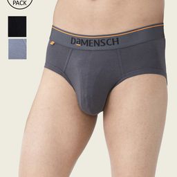 DAMENSCH Men Pack Of 3 Anti Bacterial DEO-COTTON MISTURE FREE Briefs DAM-CTS-B-CCD-BKN-SRY-picture-8
