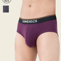 DAMENSCH Men Pack of 2 Violet View, Charcoal Dust Solid Basic Briefs-picture-21