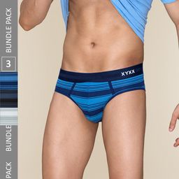 XYXX Men Pack of 3 Cotton Striped Anti Microbial Cotton Basic Briefs XYBRF3PCKN822-picture-46