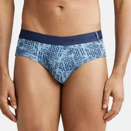Jockey Men Blue Typography Printed Cotton Mid-Rise Basic Briefs-image-3
