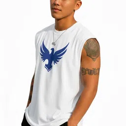 gatiman Men’s White Printed Sleeveless Vest Men Vest image 3