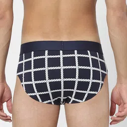 Jack & Jones Men Navy Blue & White Checked Cotton Basic Briefs 116791501 image 2