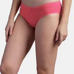 N-Gal Women Coral Pink Solid Cotton Hipster Briefs image 4
