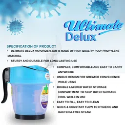 ULTIMATE Delux Vaporizer Steam Inhaler 4 Way Action, Vaporizer / Facial Steamer / Steam Inhaler ( Ice Blue, Transparent ) Vaporizer image 4