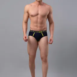 UnderJeans by Spykar Men Navy Blue Solid Cotton Blend Basic Briefs image 2
