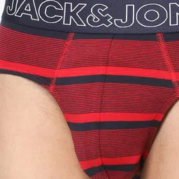 Jack & Jones Men Red & Blue Striped Cotton Basic Briefs 116791901 image 2