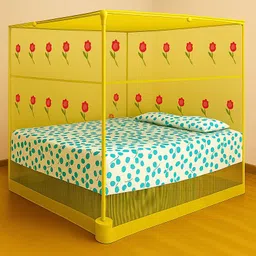 Flower Design Premium Double Bed (6x7 Feet) Cotton Washable Adults Mosquito Net-image-16