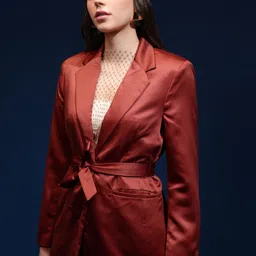 tokyo talkies Women Solid Double Breasted Casual Blazer image 4