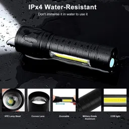 life creation (Pack of 2) Mini Pocket Light Zoom COB USB Charging Led Water Proof TorchR-46 Torch image 5