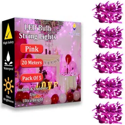 fizzytech 60 LEDs 20 m Pink Steady String Rice Lights image 1
