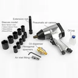 kourevon 7000RPM powerful capacity 10 pcs Sockets. Set of 15. Torque-340 Nm/627 Ft-lb Pneumatic Impact Wrench image 3