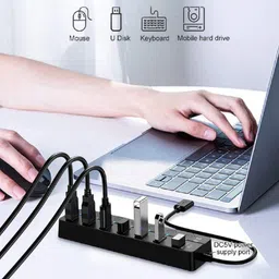 DHAVJ 1 USB 3.0 HUB Splitter 7 Ports with On/Off Switches High Speed USB Adapter image 3