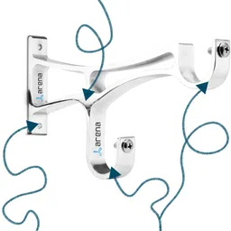 arena Silver Rod Rail Bracket, Curtain Hooks, Curtain Knobs Metal image 5