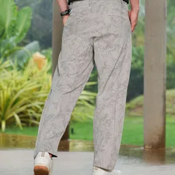 campus sutra Men Straight Fit Grey Polycotton Trousers image 3