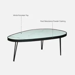 casacraft from pepperfry Alfena Metal Nesting Coffee Table Set with White Porcelain Top (Set of 2) image 4