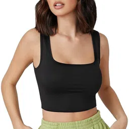 moye moye Casual Sleeveless Solid Women Black Top-picture-25