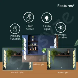 sunsyze LED Bathroom Mirror with Side Light Strips Vanity Mirror with Touch Sensor Bathroom Mirror image 5