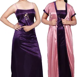 deep fashions Pack of 2 Women Nighty with Robe-picture-21