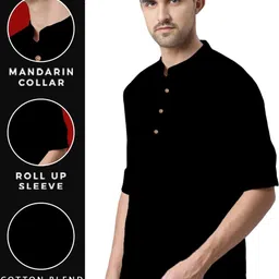 edin Pack of 2 Men Solid Pure Cotton Straight Kurta image 4