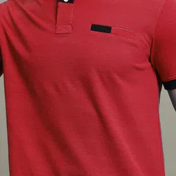 getgolf Men Solid Polo Neck Cotton Blend Red T-Shirt image 3