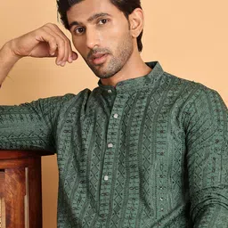 jompers Men Embroidered Viscose Rayon Straight Kurta-picture-12