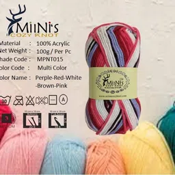 miinis cozy knot Premium 100% Acrylic Crochet Yarn – Soft & Colorful Skein (18x9 cm)Multicolour 1 Manual Yarn Winder image 2