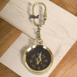 amishi blissful decor compas Locking ,Keychain (Gold)Keyring for Car, Bike, and Home Keys Compass image 2