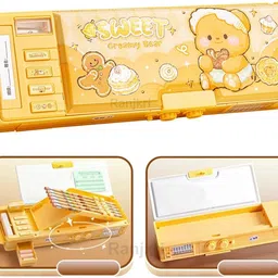 villy Multifunctional Geometry Lock Pencil Box,Magnetic & Passworld Lock Compass Box NA Art Plastic Pencil Box-picture-32