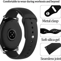 BLACK LOVIES 22 MM Soft Silicon Smartwatch Strap Compatible With AT . Smart Watch Strap image 2