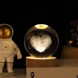 shopogenix Glowing Heart Crystal Ball 3DCarved Wood Base Decorative Gift for Kids_L775 Table Lamp image 2