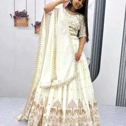 emmanuel Bandhani, Embroidered Semi Stitched Lehenga Choli image 3