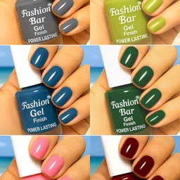 fashion bar Gel Finish Power Lasting six nail polish shades collection Set No.A119 Multicolor image 1