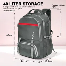 maxcarry Large 40 L Laptop Backpack Large40 L Laptop Backpack with rain cover and reflective strip image 5