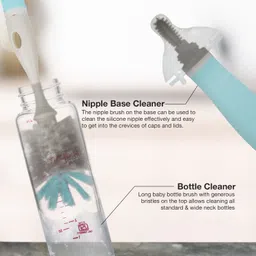 baybee 2 in 1 Nylon Bristles Baby Feeding Bottle & Nipple Cleaner Brush Easy Grip 360° image 2